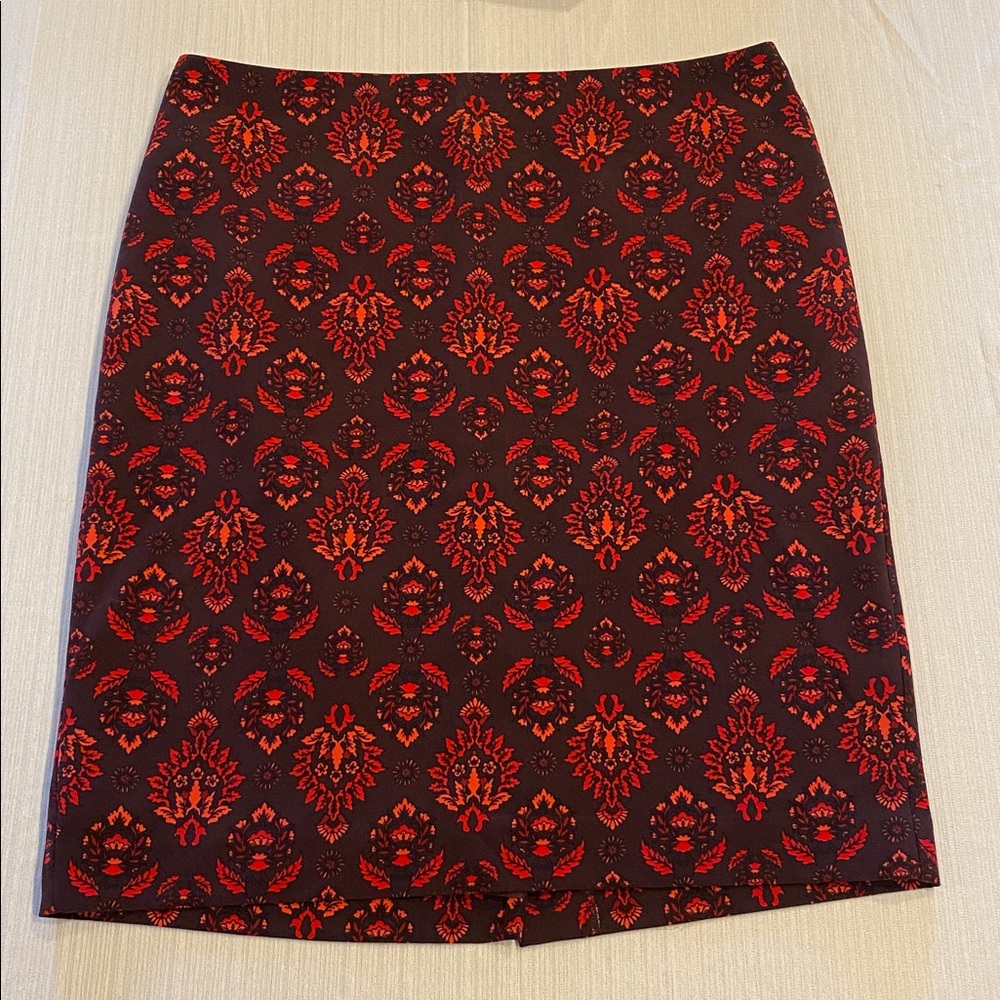 Ann Taylor Red and Deep Purple Floral Skirt